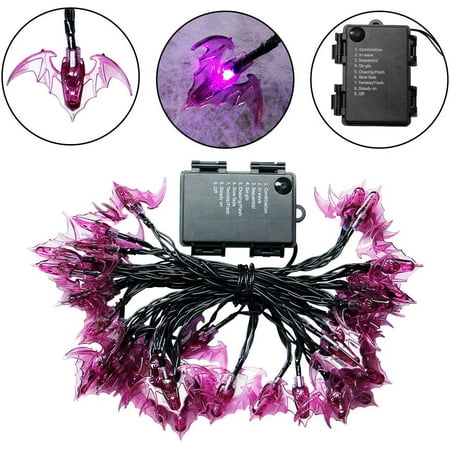 Twinkle Star Halloween String Lights Battery Powered with 8 Lighting Mode Waterproof Spooky Light for Party Patio Indoor /& Outdoor Use 19.2ft 40LEDs Purple Bat Halloween Decorative Light